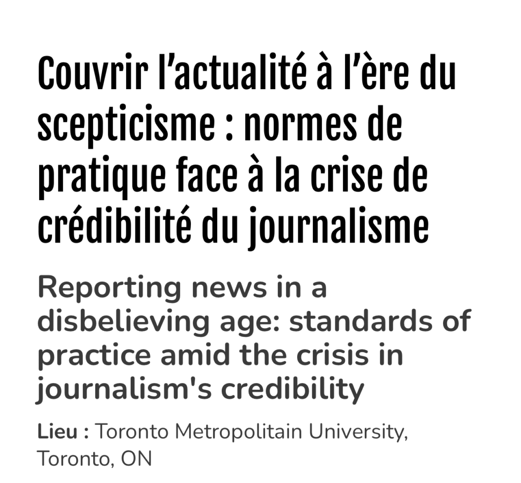 La Chaire au colloque du Centre d'études sur les médias à Toronto!